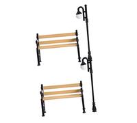 HONITANO 2 Set Adorable Miniature Park Chairs Street Light Posts of Doll Furniture for Playhouse for Indoor Outdoor Decorative Gardens Photo Props