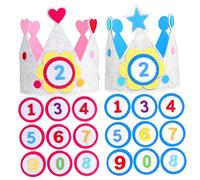 HONITANO 2 Sets Felt Birthday Crowns for Blue Heart Party Hats with Interchangeable Age Numbers Reusable Adjustable Felt Hats for Boys First Birthday Photo Props