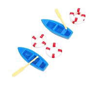 HONITANO 2 Sets Miniature Beach Scene Ornament with Mini Boat and Lifebuoy DIY Decoration for Dollhouses Play Houses and Summer Home Display
