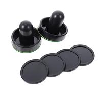 HONITANO 2 Sets Wear-resistant Plastic Hockey Paddles with Black Push Handles and Round Balls Air Hockey Table Accessories Replacement