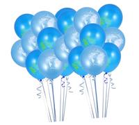 HONITANO 20pcs Latex Balloons World Map Printing Party Supplies for Classroom Birthday Decorations Light Blue and Dark Blue Balloon Set for Wall Window Ceiling Hanging
