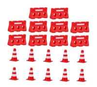 HONITANO 20pcs Mini Traffic Cones and Fences Playset for Realistic Roadblocks with Red Cones and Water Barriers Educational Traffic Signs Simulation for Cognitive Learning and Role Play