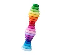 HONITANO 20Pcs Rainbow Emulated Wooden Pebbles for Educational Balancing Games Develops Fine Motor Skills for Family Fun