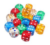 HONITANO 20pcs Translucent Rainbow Acrylic Dice Colorful Dotted Cubes for Math Learning Classroom Teaching Probability Demonstration Board Games and Holiday Party Entertainment