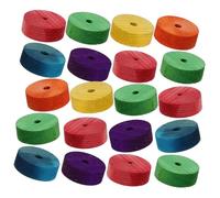HONITANO 24Pcs Colored Wooden Wheels for Craft DIY Car Wheels Educational Building Model with Red Green Blue Yellow Purple Orange Safe Natural Wood for Creative Assembly and Learning