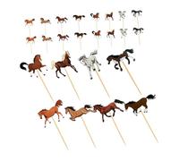 HONITANO 24PCS Farm Animal Cake Toppers Set Horse Themed Birthday Party Decorations Easy to Use Paper Cupcake Dessert Picks for Animal Party Table Decor