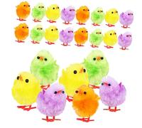 HONITANO 24pcs Mini Easter Chicks Plush Decorations Soft Colorful Fuzzy Little Chicken for Party Favors Home Decor Photo Props and Classroom Rewards