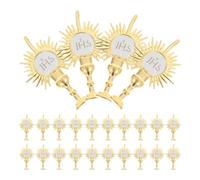HONITANO 24Pcs Religious Party Decorations Jhs Bible Ornaments 3.25 Inch Vintage Holy-Light Toppers for Church Christmas and Communion Cake Decorations