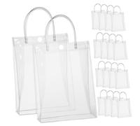 HONITANO 25pcs Clear Treat Bags with Handles Reusable Party Bags for Grocery and Storage Sturdy Vertical Design