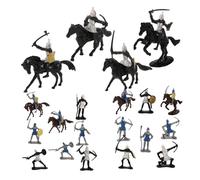 HONITANO 28pcs Miniature Knight and Figurines Medieval Horse Soldier Models for Lightweight Micro Landscaping Decor for Garden Office and Home Scenes