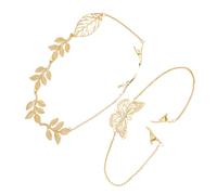 HONITANO 2pcs Alloy Hair Clips Chain Design Elegant Headdress with Leaves Tassel for Women Fashionable Long Hairpin Accessory for Various Occasions
