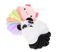 HONITANO 2pcs Animal Cartoon Bath Loofah PE Body Scrubber Exfoliating Shower Sponge for Gentle Skin Cleaning and Massage Cute Panda Pig Design for Adults