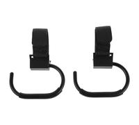 HONITANO 2pcs Black Stroller Hooks for Bags with 360° Rotatable Aluminium Alloy Design, Heavy Duty Multi-Purpose Hangers for Buggy and Pushchair Use by Parents