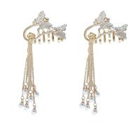 HONITANO 2pcs Butterfly Hair Claw Clips with Tassel Dangle Hair Jaw Clamp for Half-up Hairstyles for Women and Girls Elegant Styling Grip