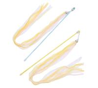HONITANO 2pcs Cat Teasing Stick Interactive with Bell and Ribbon Tassel | Plastic and Ribbon Build, for Cats and Kittens, Playful Hunting-style Interaction, Bond Strengthening Color Random Color