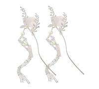 HONITANO 2pcs Chinese Style Hairpins Metal Hair Chopsticks with Tassels for Women Retro Moon and Flower Design Traditional Hanfu Hair Accessories for Festivals and Parties