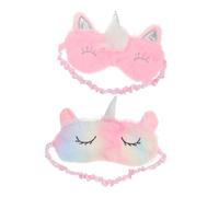 HONITANO 2pcs Colorful Plush Eye Mask for Sleeping Soft Plush Unicorn Design Light Blocking Cute Animal Mask for Boys and Girls Girls Travel and Nap
