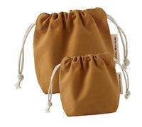HONITANO 2pcs Drawstring Canvas Travel Makeup Organizer Bag Small Medium Cosmetic Pouch Portable Toiletry Storage for Women