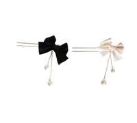 HONITANO 2pcs Fashion Bow Pearl Tassel Hairpin Clips Girls Hair Fork Clip for Daily Occasion