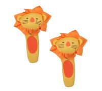 HONITANO 2pcs Handheld Plush Lion Rattle for Early Educational Sensory Development Lightweight Comfortable Grip Portable Play for Visual Auditory Stimulation