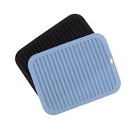 HONITANO 2pcs Heat Resistant Silicone Mats for Curling Irons and Hair Straighteners Non-Slip Flexible Travel-Friendly Heat Protection Pads Kitchen Accessories Black Nordic Blue