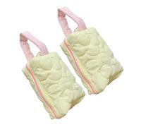 HONITANO 2pcs Large Capacity Travel Makeup Bag Multi-Function Pencil Case Organizer Portable Handheld Storage for School Office and Cosmetics Lemon