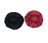 HONITANO 2pcs Large Hair Care Hat Elastic Exaggerating Night Sleeping Head Cover for Women Wine and Silk Hair Bonnet