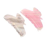 HONITANO 2Pcs Large Hair Claw Clips for Women Iridescent Stripe Pattern Jaw Clips Non-Slip in Cherry Blossom Pink Elephant Grey for Styling and Daily Use