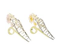 HONITANO 2pcs Large Lily Flower Hair Claw Clips for Thick and Long Hair Metal Durable Gripper with Comfortable Touch Secure Hold for Womens Updo Hairstyles in Pink and Yellow