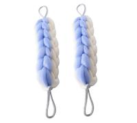 HONITANO 2pcs Long Body Scrubber Exfoliating Shower Back Scrubber Woven Bathing Strip for Men and Women Professional Body Shower Supply Light Blue