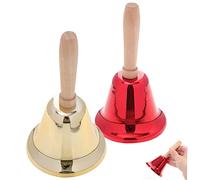 HONITANO 2Pcs Metal Handheld Bell with Handle Creative Rattle Dinner Bells for Outdoor Camping Hiking Unique Design for and Celebrations