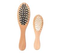 HONITANO 2pcs Natural Wooden Paddle Hair Brush with Soft Cushion Massage Comb for Scalp Relaxation Detangling Thick Hair Comfortable Grip for Home and Hotel Use Random Color