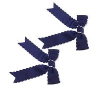 HONITANO 2pcs Navy Blue Ribbon Hair Accessories for Soft Ribbed Bowknot Hair Clips with Flowing Ribbons Elegant Vintage Barrettes for School Parties