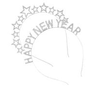 HONITANO 2pcs New Years Eve Headband Happy New Year Headband Star For Glitter Accessories Party Beaded Hair Accessories for Girl Silver