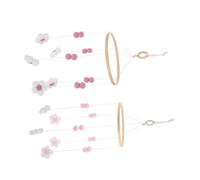 HONITANO 2pcs Nordic Pom Pom Flower Crib Mobile Boho Wind Chime Nursery Hanging Decor for Girl Sensory Fairy Tale Charm and Tactile Engagement