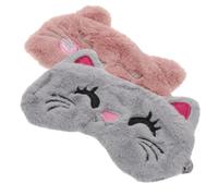 HONITANO 2pcs Plush Sleeping Eye Masks Cartoon Animal Design Soft Light Blocking Blindfolds for Travel Nap Home Office Comfortable Eye Covers for