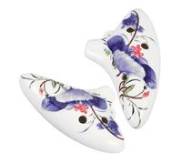 HONITANO 2pcs Portable Ceramic Ocarina Alto C with Blue Red Floral Design Six Hole Instrument for Beginners Adults Classroom Practice Travel and Music Enthusiasts