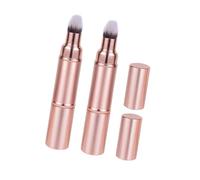 HONITANO 2pcs Retractable Double-ended Makeup Brush with Protective Cap Soft Bristles for Blending Foundation and Blush Portable Compact Cosmetic Tool for Travel and Everyday Use