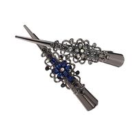 HONITANO 2pcs Rhinestone Duckbill Hair Clips Retro Large Metal Hairstyling Hair Clamps for Women Non Slip Hairdressing Accessories Black and Blue