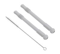 HONITANO 2pcs Straw Shape Teether Molar Rods Soft Silicone Hollow Teething Soothing Chew for Infants Light Grey