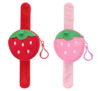 HONITANO 2pcs Strawberry Pop Ring Slap Band Fruit Snap Bracelet for Boys and Girls Party Favors Vibrant Colors Fun Activity