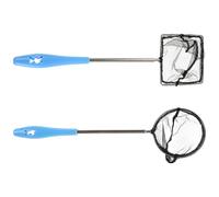 HONITANO 2pcs Telescopic Fishing Net with Adjustable Handle Round Square Fine Mesh Nets for Aquarium Fish and Shrimp Lightweight Extendable Fish Scoop for Freshwater Saltwater Anglers and