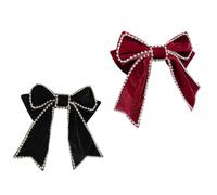 HONITANO 2Pcs Vintage Bowknot Hairpin Stylish Rhinestone Hair Clips for Elegant Black and Wine Bobby Pins Versatile Accessories for Everyday and Special Occasions