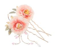 HONITANO 2pcs Vintage Floral Hairpin with Artificial Silk Flowers and Tassels Lightweight Chinese Hanfu Hairpin for Womens Weddings Parties Festivals Durable and Easy Styling Traditional