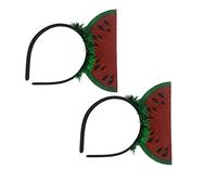 HONITANO 2pcs Watermelon Design Headband Brushworks Wavy Green Hair Accessories for Party Supplies