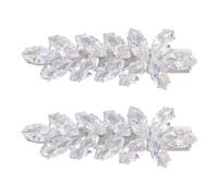 HONITANO 2Pcs Wedding Bling Hair Clips: Zircon Hair Jewelry Leaf Shaped - Elegant Copper Zirconia Barrette, Secure Grip for Brides and Bridesmaids Prom Party Updo, Silver