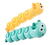 HONITANO 2pcs Wind-up Caterpillar, Realistic Mini Animal Playthings in Yellow and Green, Educational Wind-powered for Interactive Parent Fun