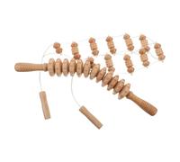 HONITANO 2pcs Wood Therapy Massage Tool with Ergonomic Curved Handles for Deep Muscle Stimulation and Fatigue Relief Smooth Rotating Manual Roller for Neck Back Legs Portable Wooden