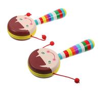 HONITANO 2Pcs Wooden Cartoon Hand Plaything Portable Rattles for Newborns Safe Wood Material Shake for Sensory Development Creative Design for Indoor Outdoor Fun Random Color