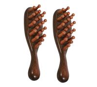 HONITANO 2pcs Wooden Scalp Massage Comb Set Wide Tooth Hair Detangler for Women Portable Scalp Brush for Dandruff and Hair Care